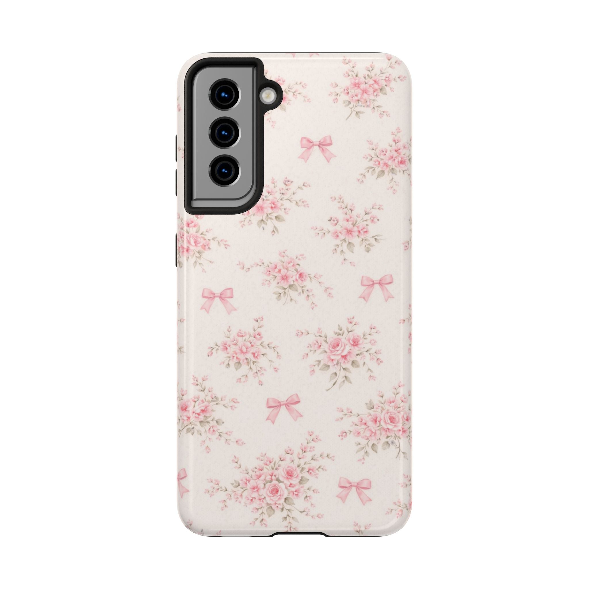 Pink Floral Bouquet Samsung Galaxy Tough Phone Case, Vintage Roses and Bows