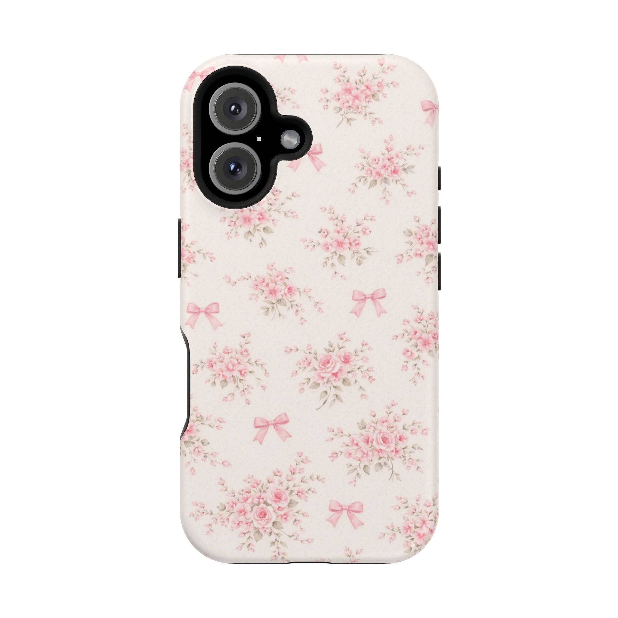 Pink Floral Bow Pattern Cases | Magnetic Impact-Resistant iPhone Case