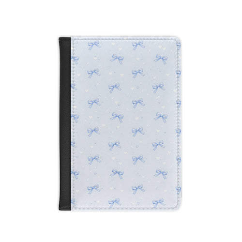 Blue Bow Pattern Passport Cover | Polka Dot Travel Accessory