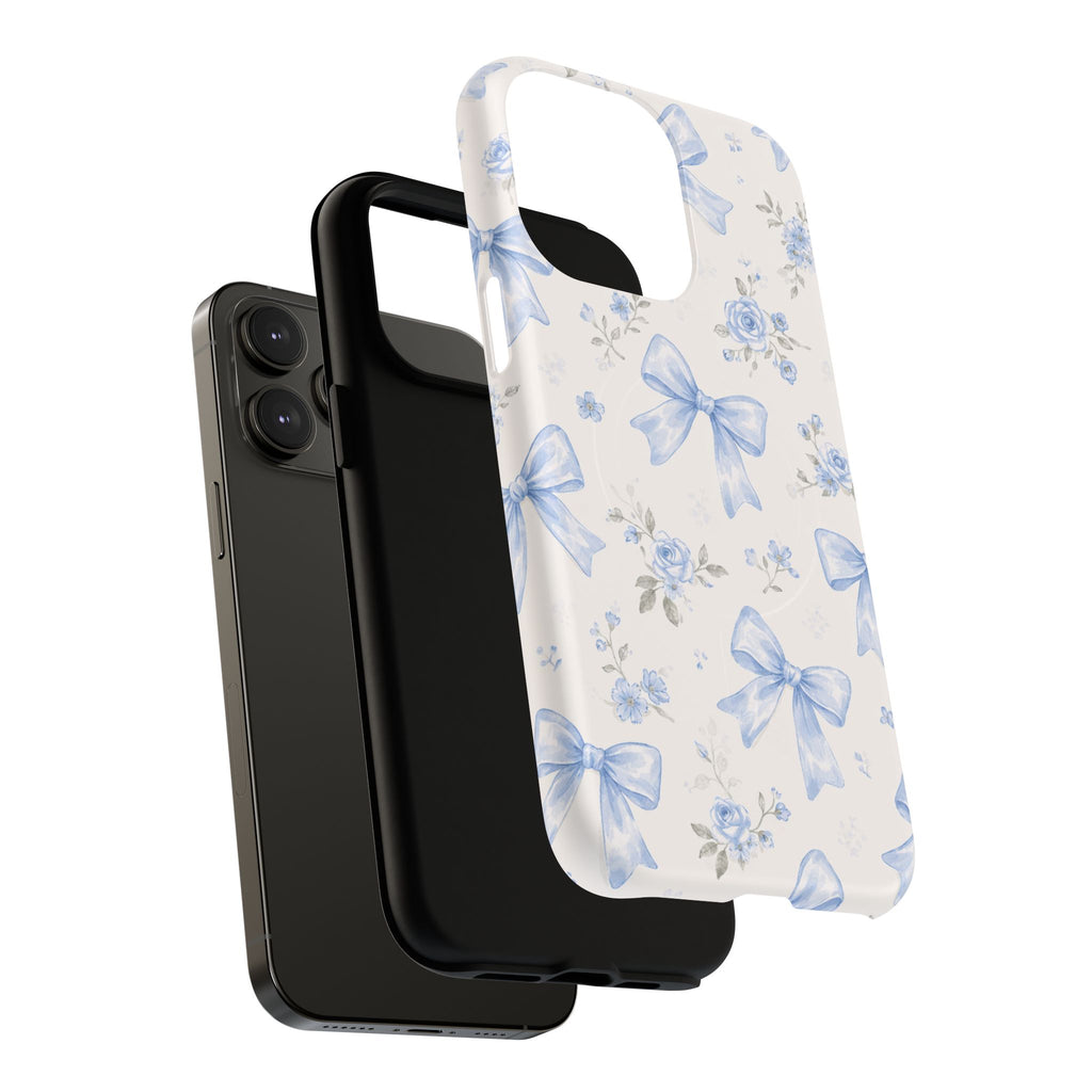 Floral Blue Bow iPhone Case – MagSafe Compatible