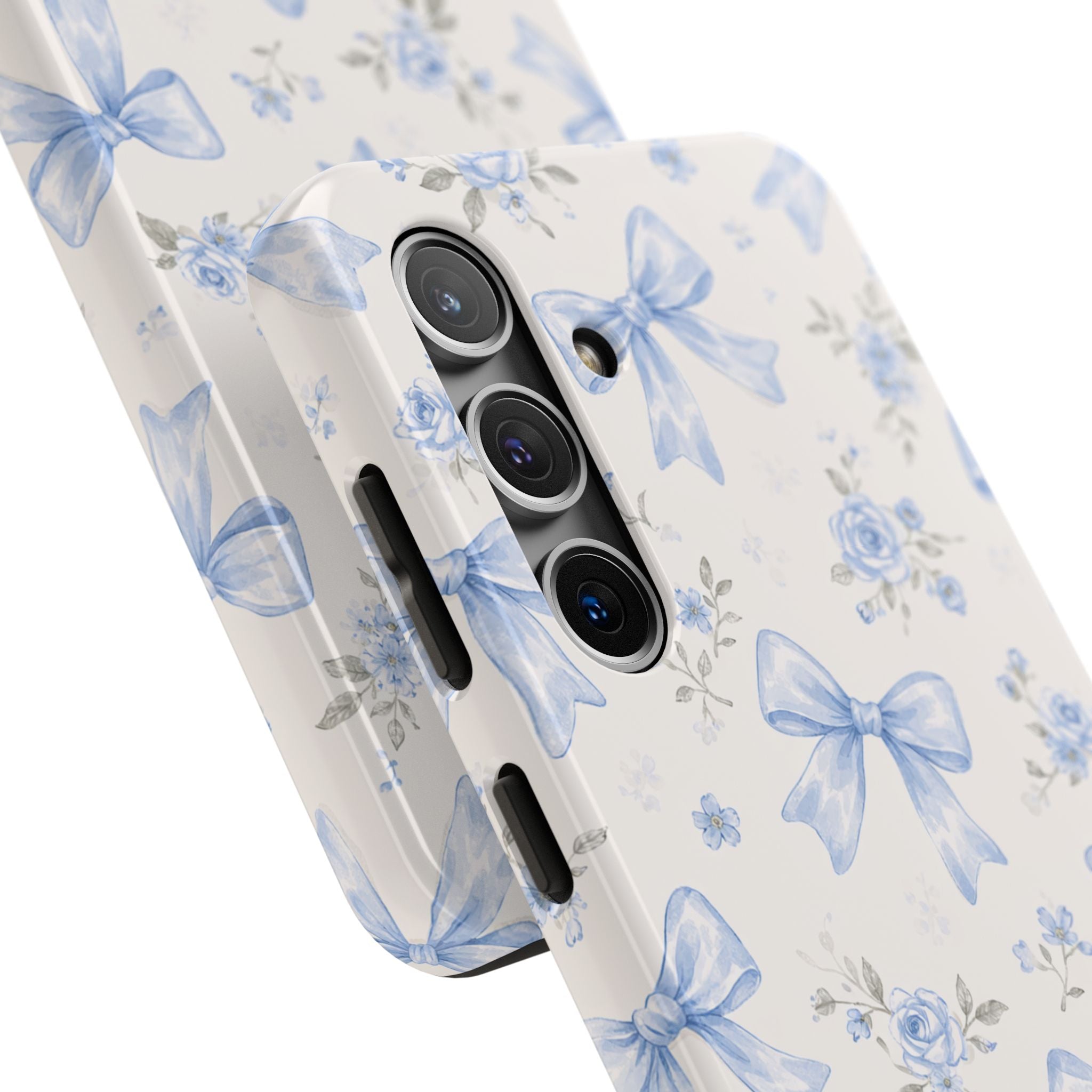 Blue Watercolor Bows Floral Pattern iPhone Case, Magnetic Impact-Resistant