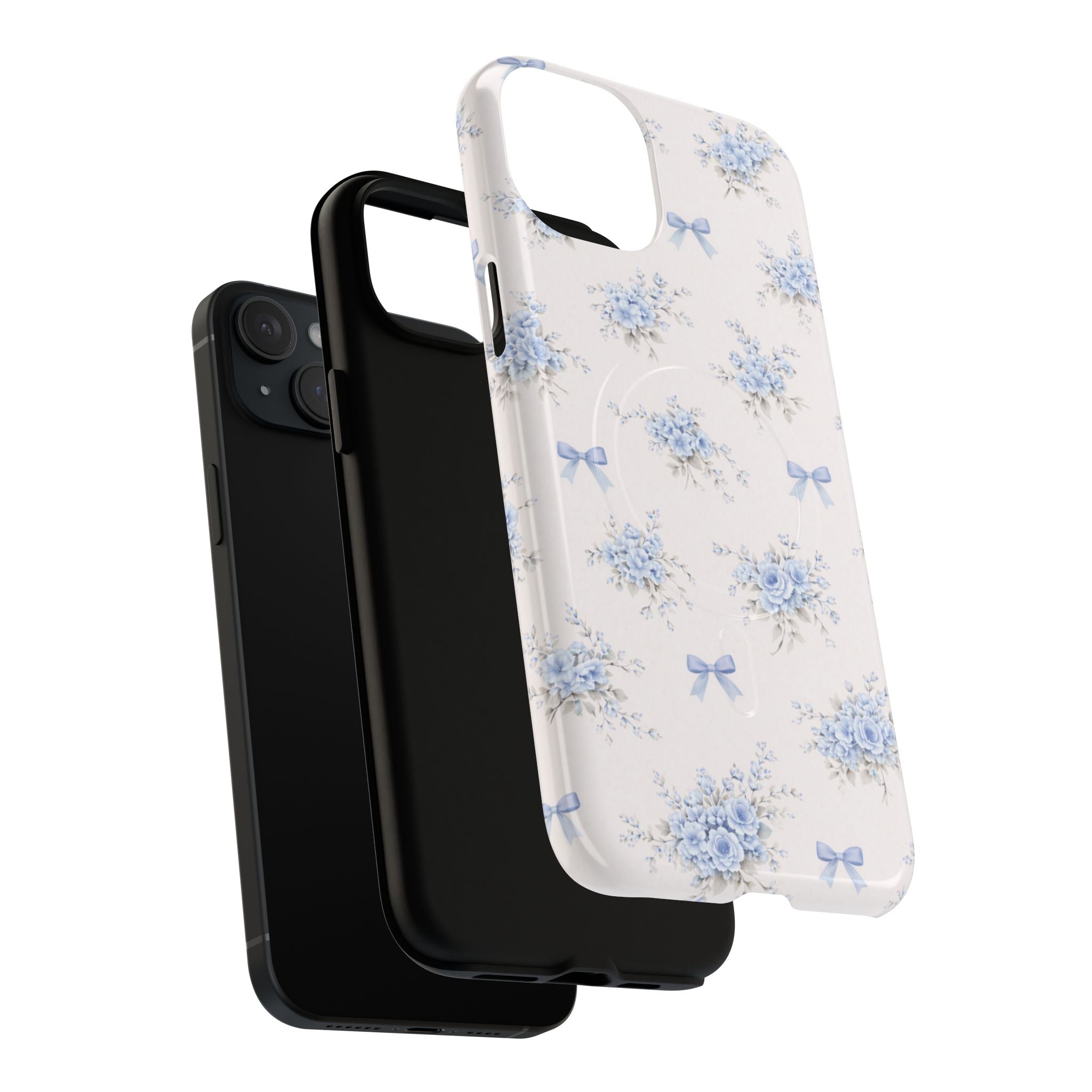 Blue Floral Bow iPhone Case – MagSafe Compatible