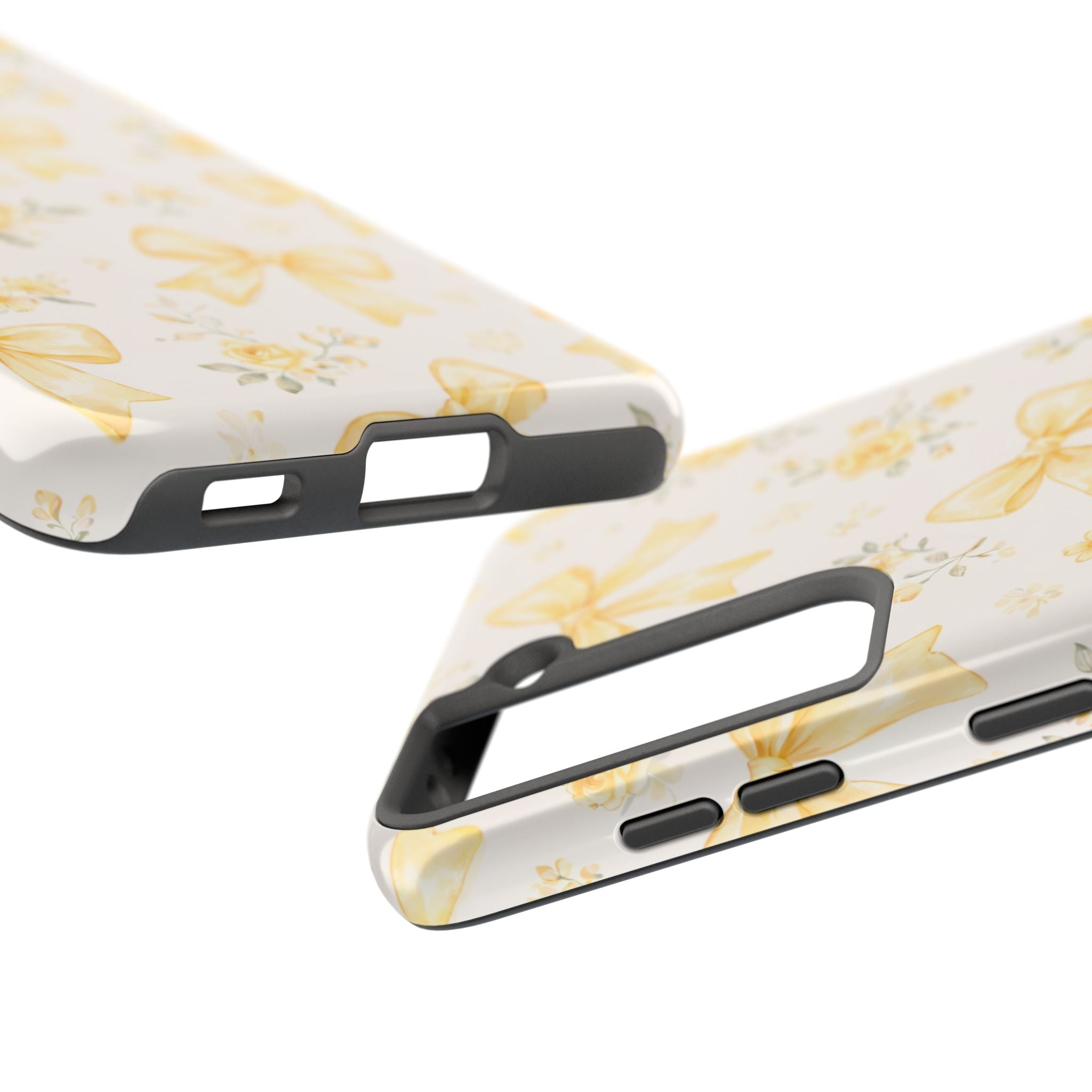 Yellow Watercolor Bows Tough Phone Case, Floral Pattern