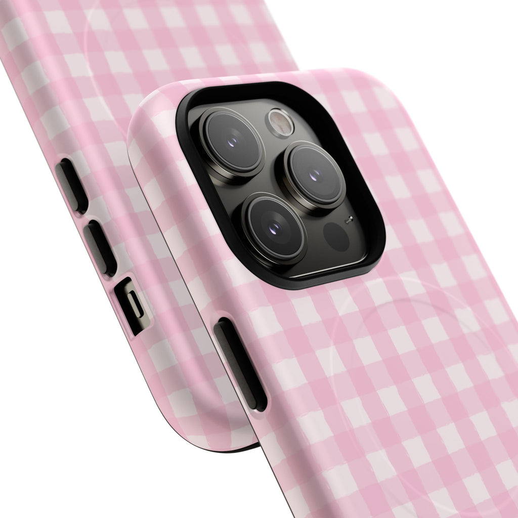Pink Gingham iPhone Case – MagSafe Compatible