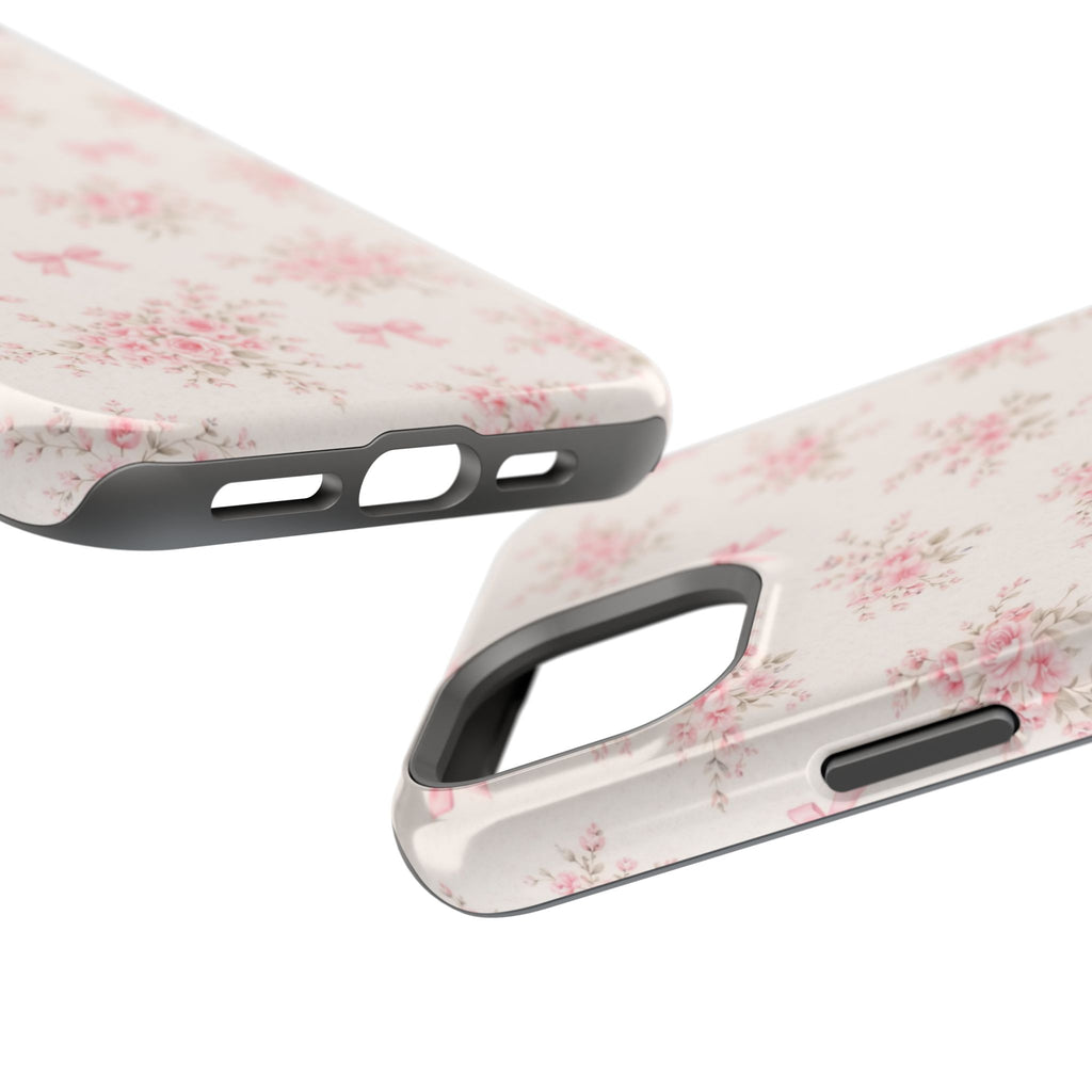 Pink Floral Bow Pattern Cases | Magnetic Impact-Resistant iPhone Case