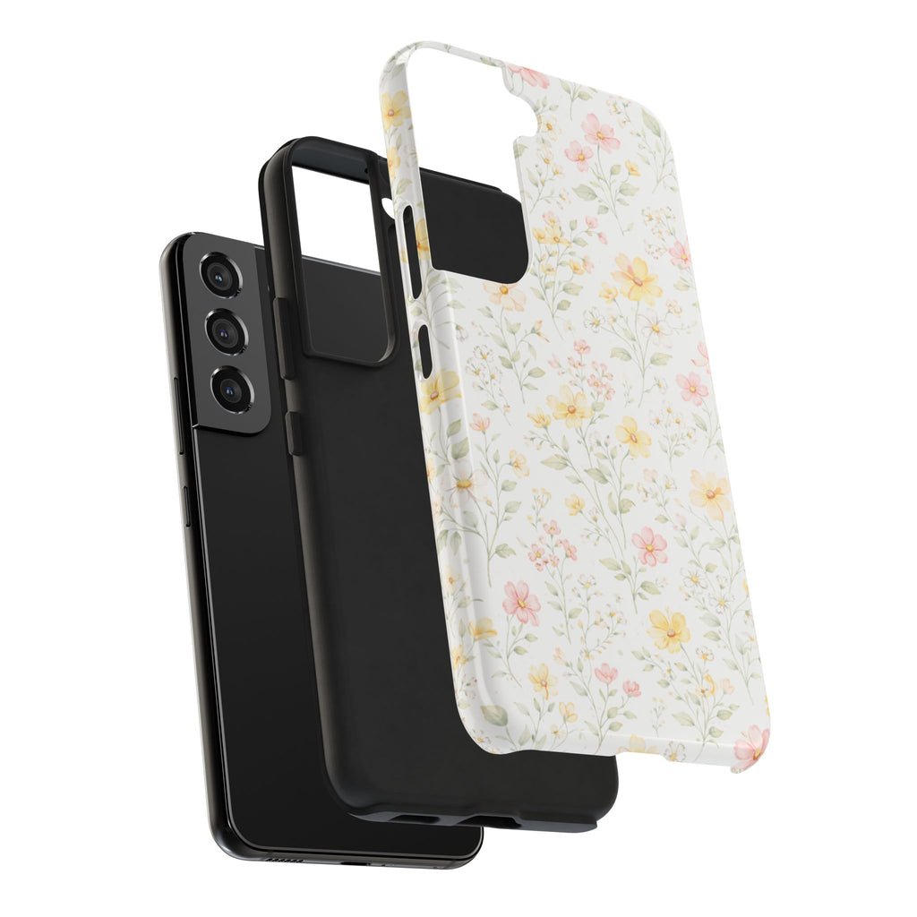 Pastel Floral Pattern Tough Phone Case, Vintage Dainty Flowers