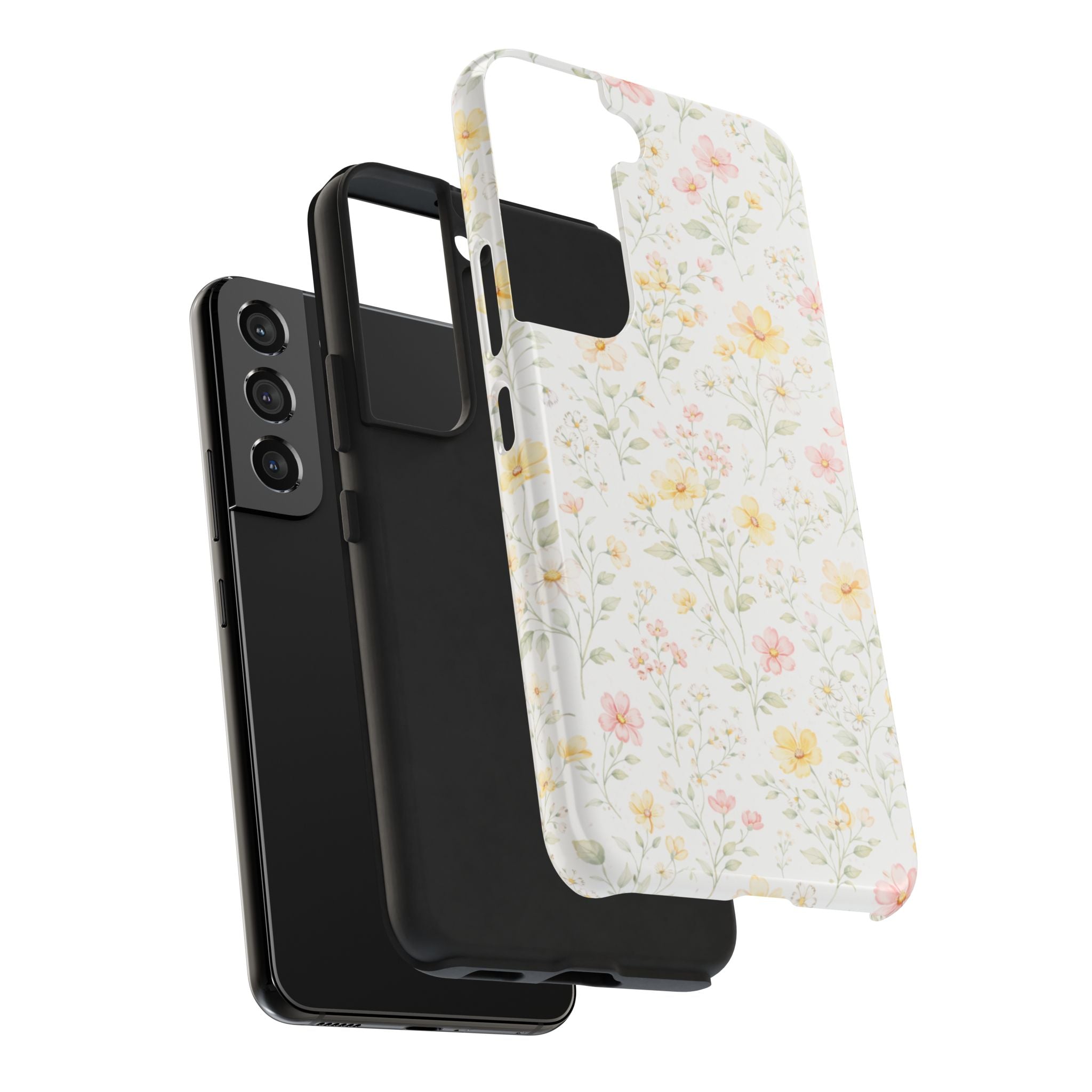 Pastel Floral Pattern Tough Phone Case, Vintage Dainty Flowers
