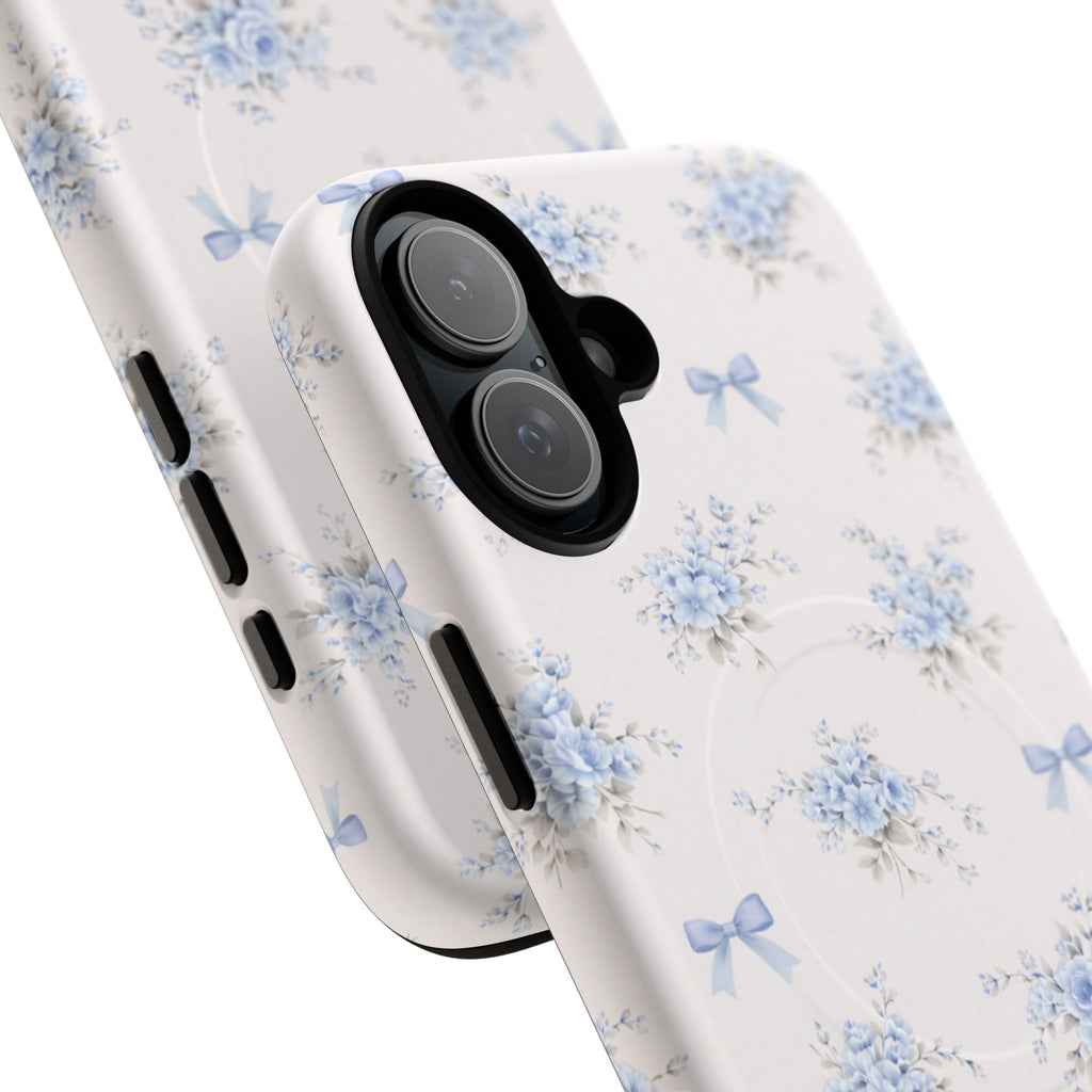 Blue Floral Bow iPhone Case – MagSafe Compatible