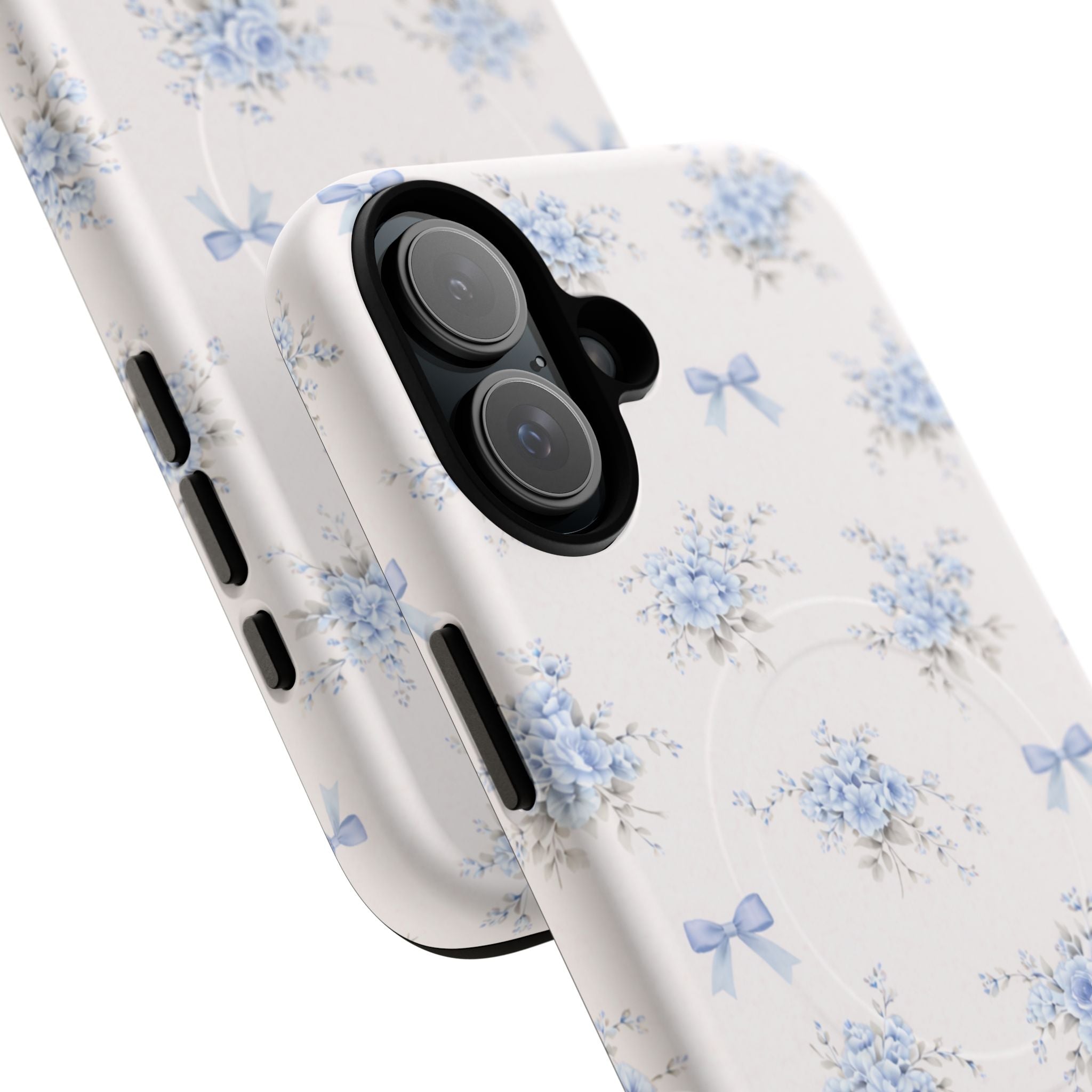 Blue Floral Bow iPhone Case – MagSafe Compatible