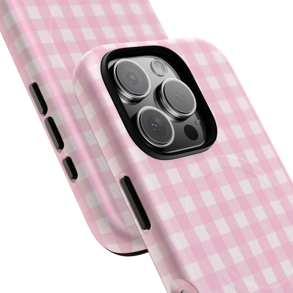 Pink Gingham iPhone Case – MagSafe Compatible