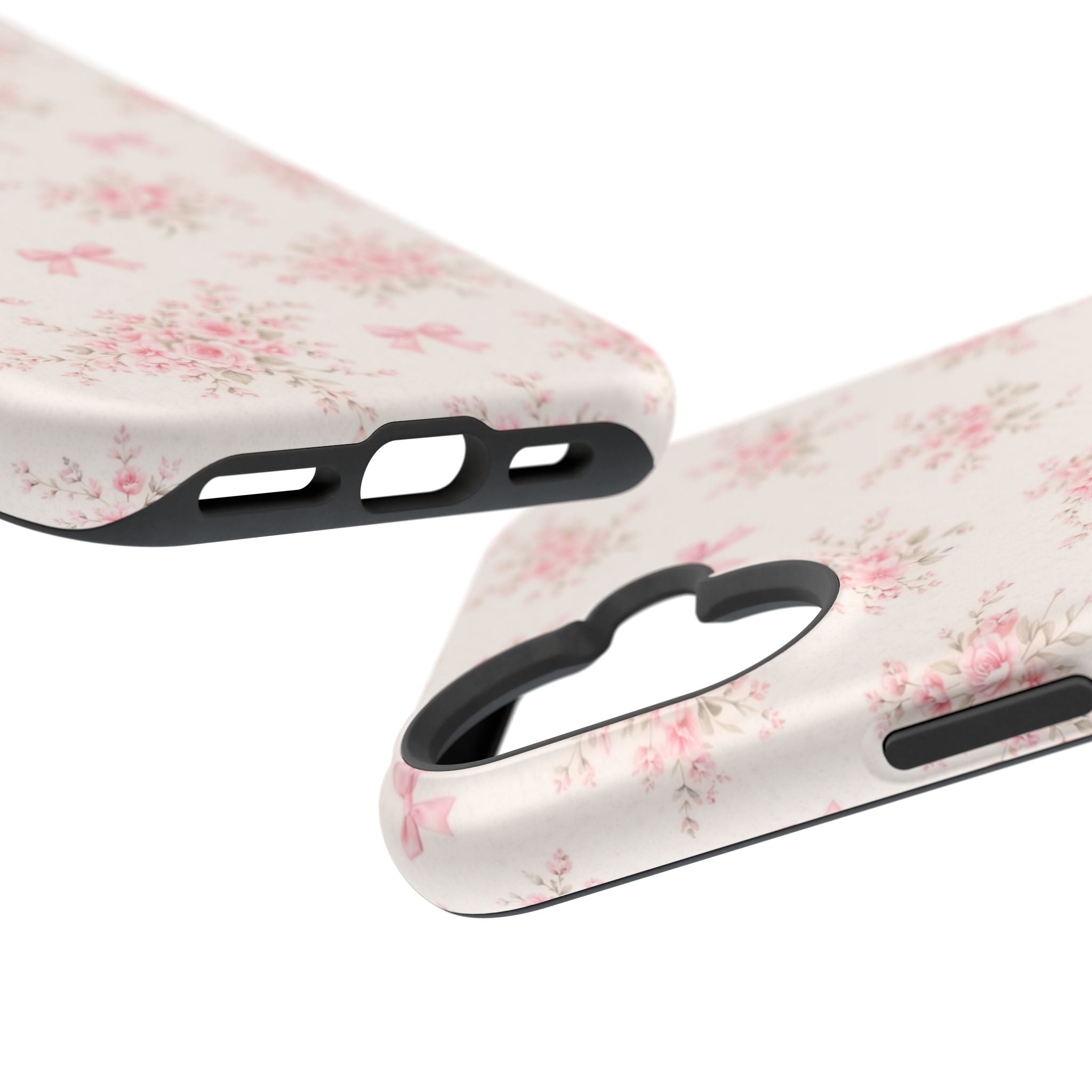 Pink Floral Bow Pattern Cases | Magnetic Impact-Resistant iPhone Case