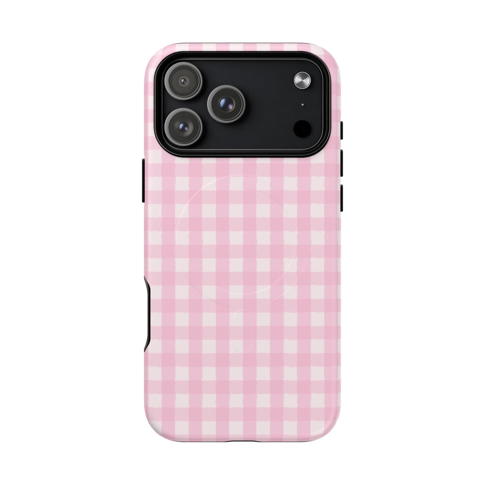 Pink Gingham iPhone Case – MagSafe Compatible