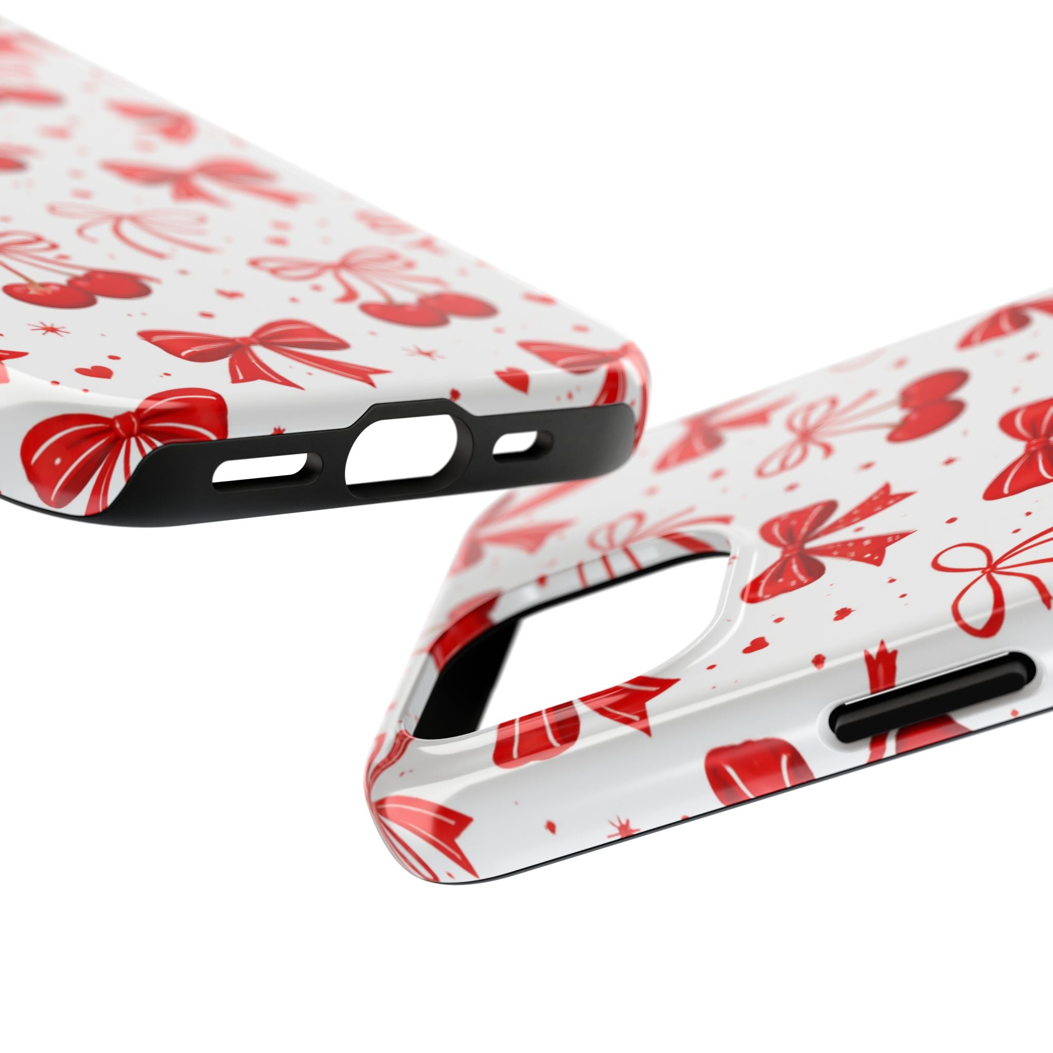 Red Cherry Bows Tough Phone Case, Cherry Pattern Phone Case