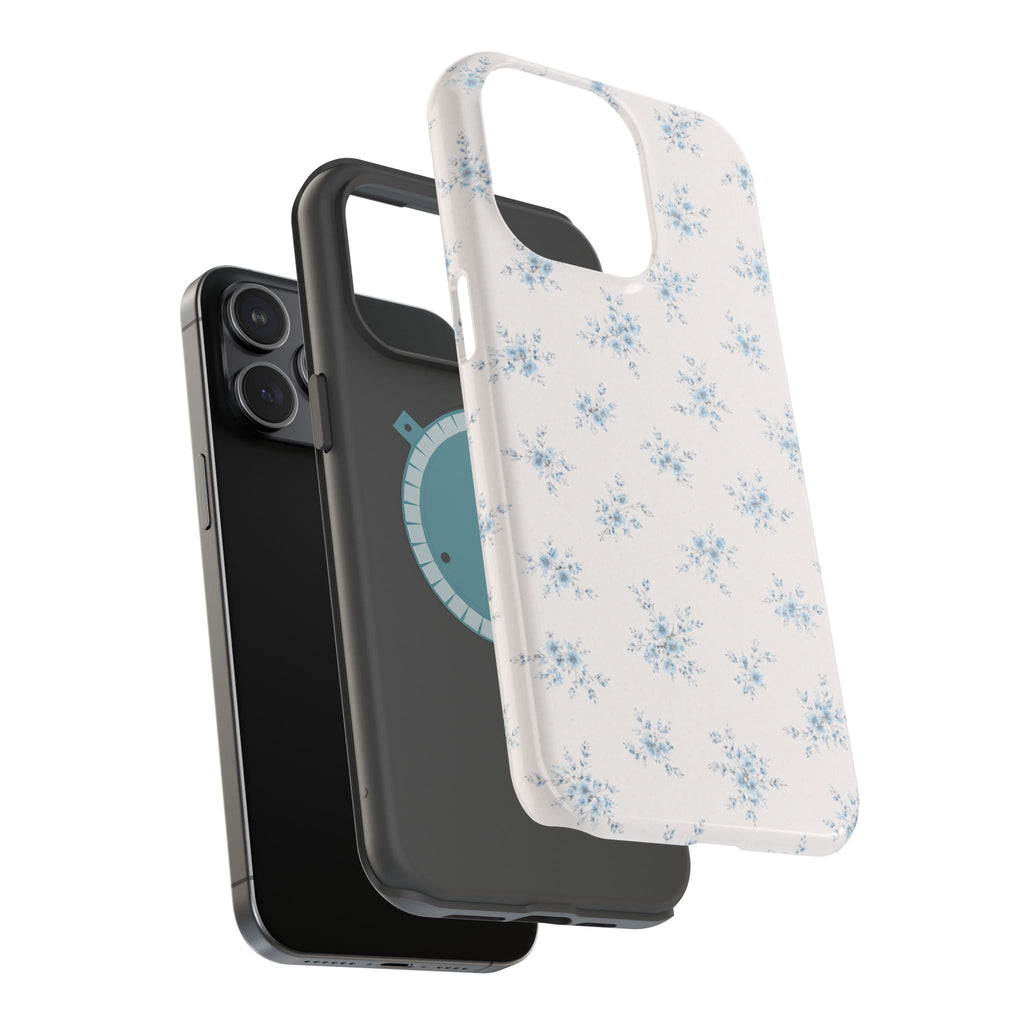 Blue Floral Pattern iPhone Case | Magnetic Impact-Resistant Case