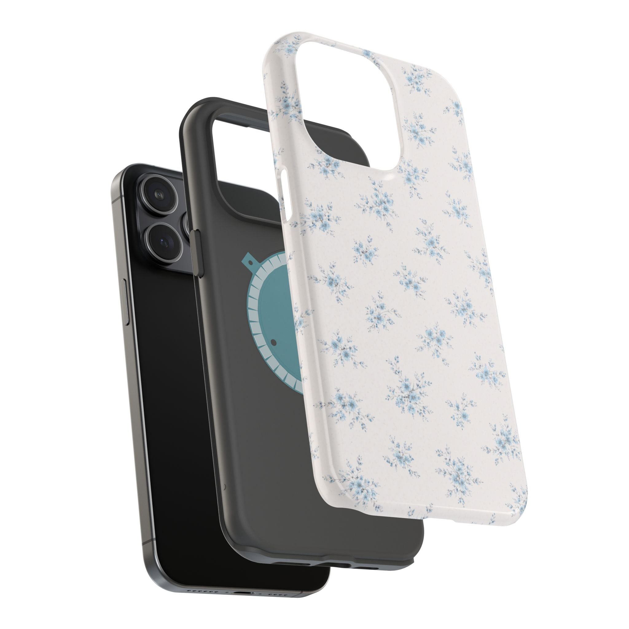 Blue Floral Pattern iPhone Case | Magnetic Impact-Resistant Case