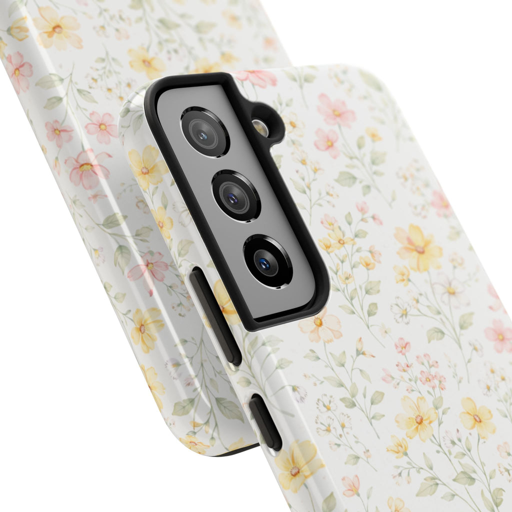 Pastel Floral Pattern Tough Phone Case, Vintage Dainty Flowers