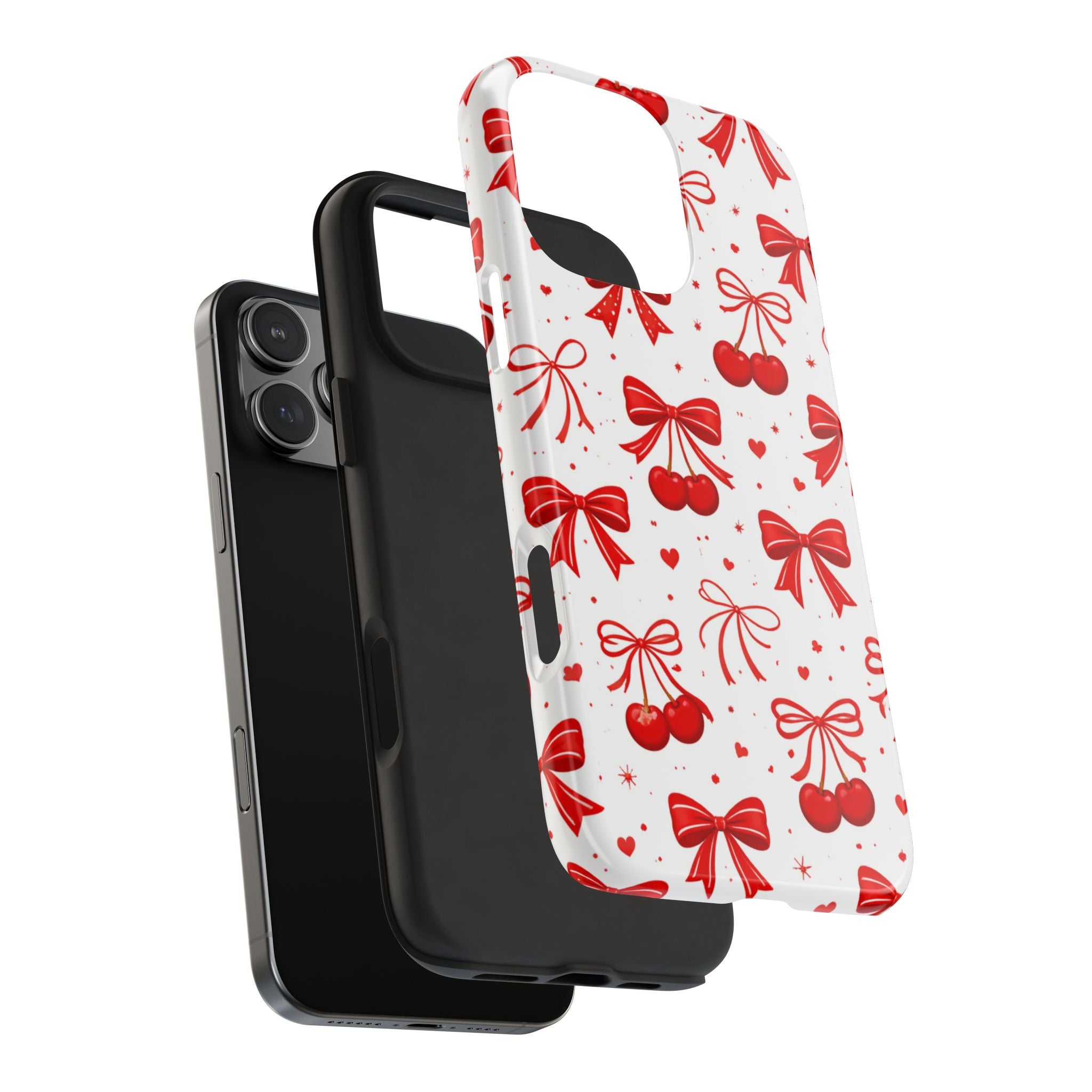 Red Cherry Bows Tough Phone Case, Cherry Pattern Phone Case