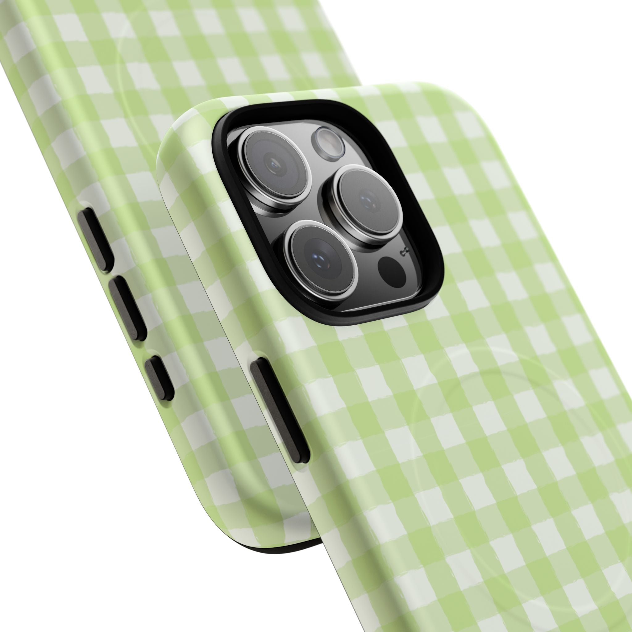Green Gingham iPhone Case – MagSafe Compatible