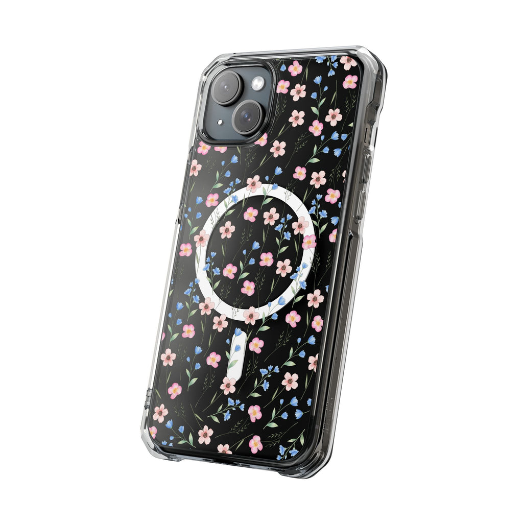 MagSafe Clear Phone Case — Pink Floral Pattern