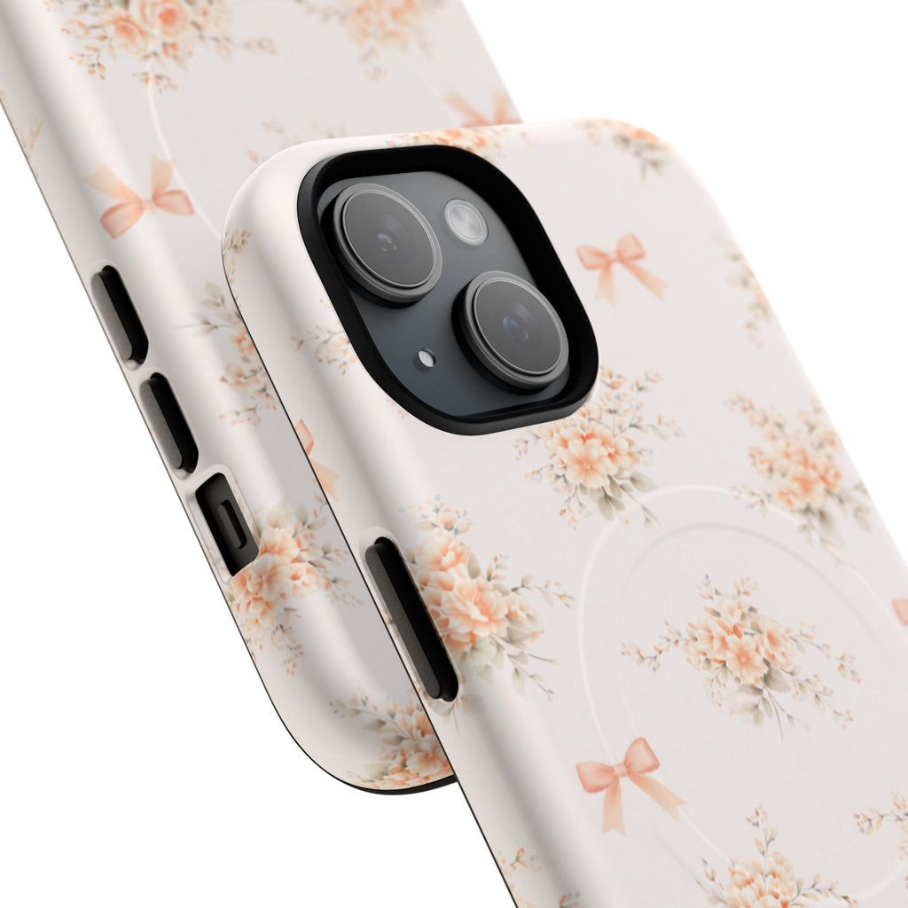 Peach Rose Bow iPhone Case – MagSafe Compatible