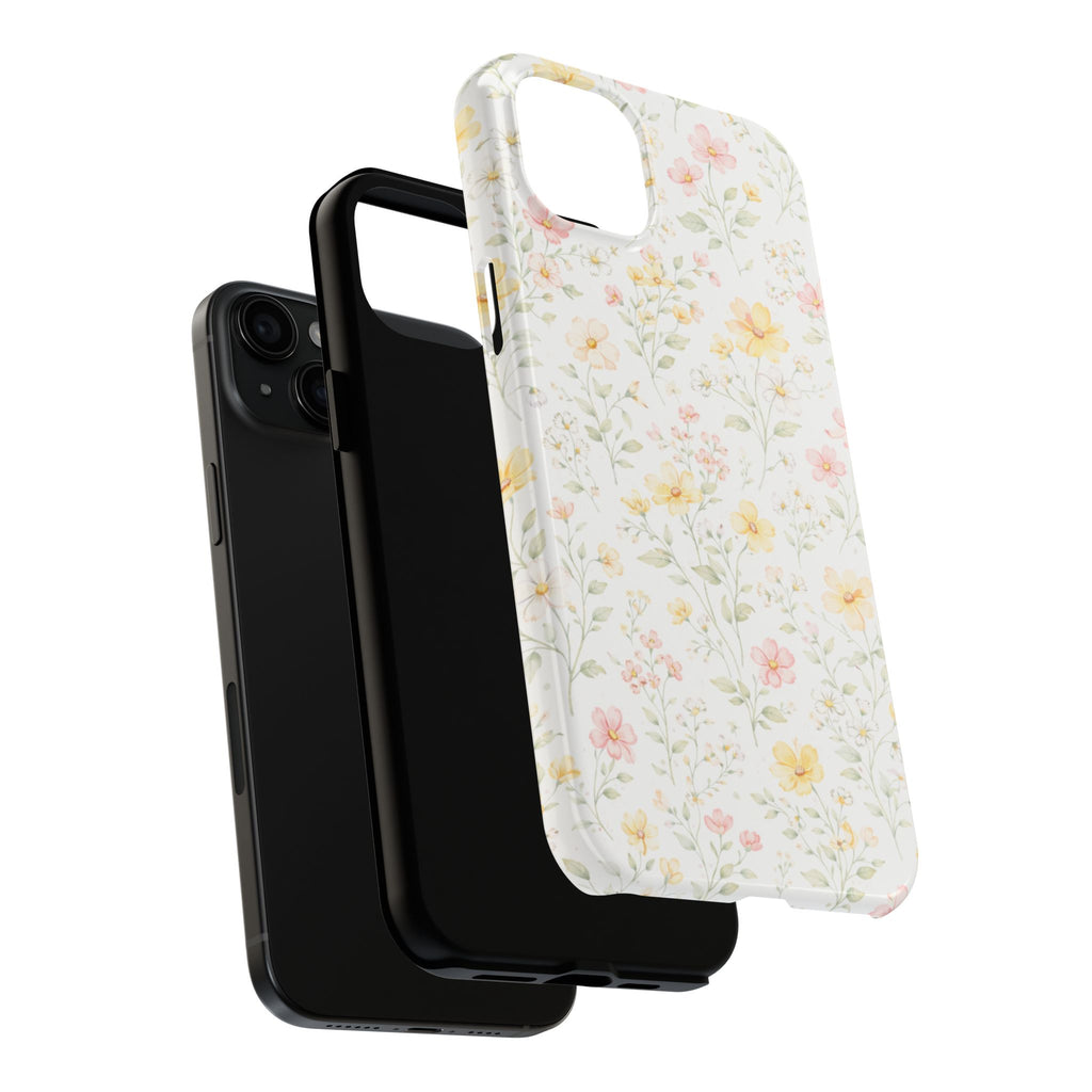 Delicate Pastel Wildflowers Tough Phone Case, Floral Botanical Pattern