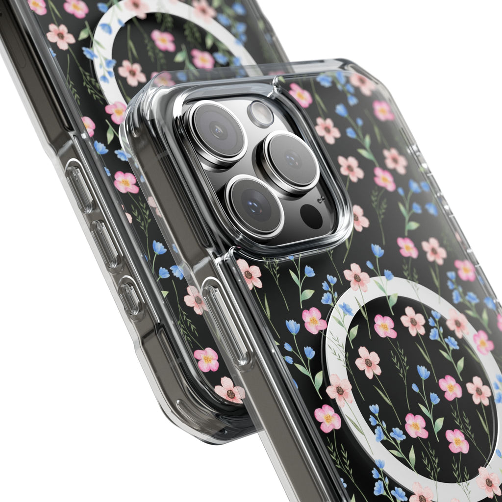 MagSafe Clear Phone Case — Pink Floral Pattern