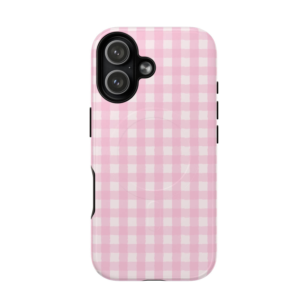 Pink Gingham iPhone Case – MagSafe Compatible