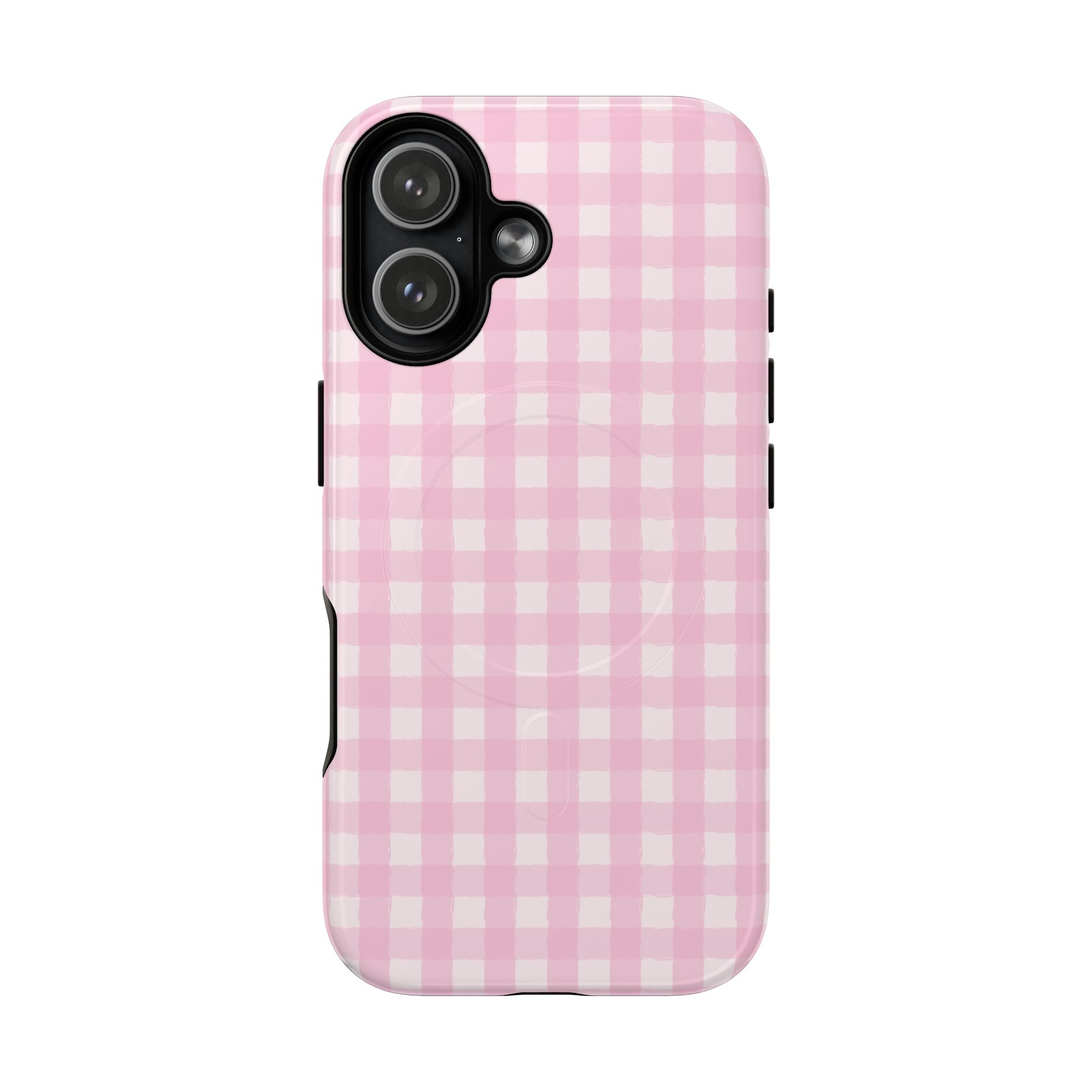 Pink Gingham iPhone Case – MagSafe Compatible