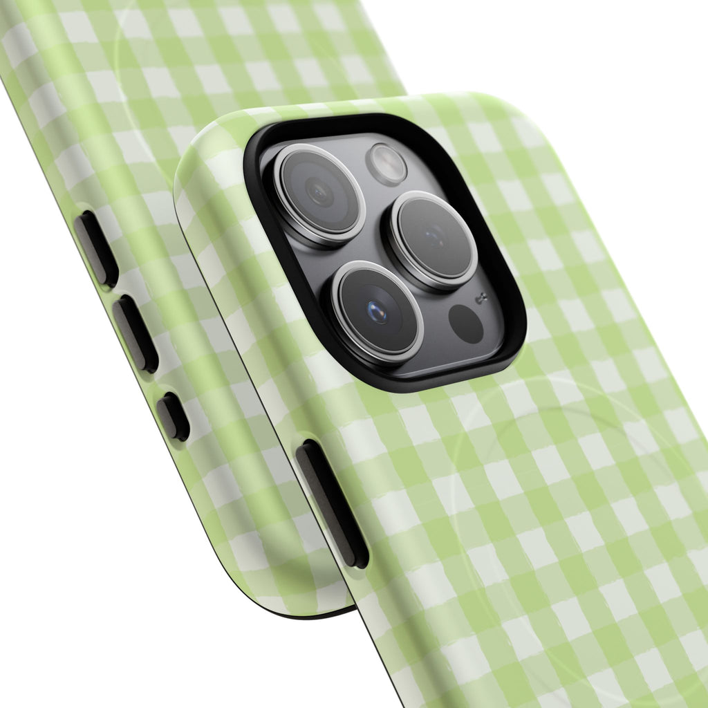 Green Gingham iPhone Case – MagSafe Compatible