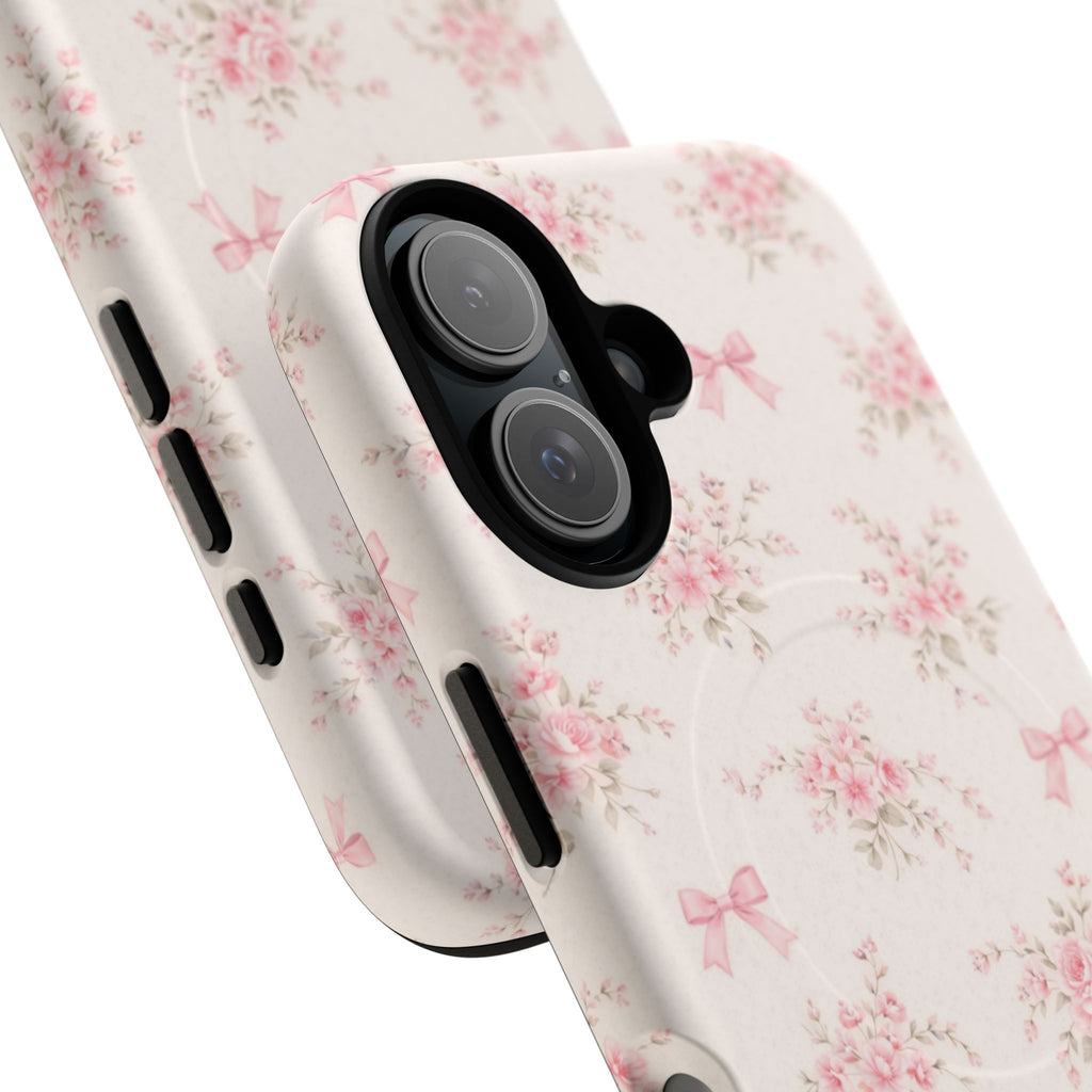 Floral Pink Bow iPhone Case – MagSafe Compatible