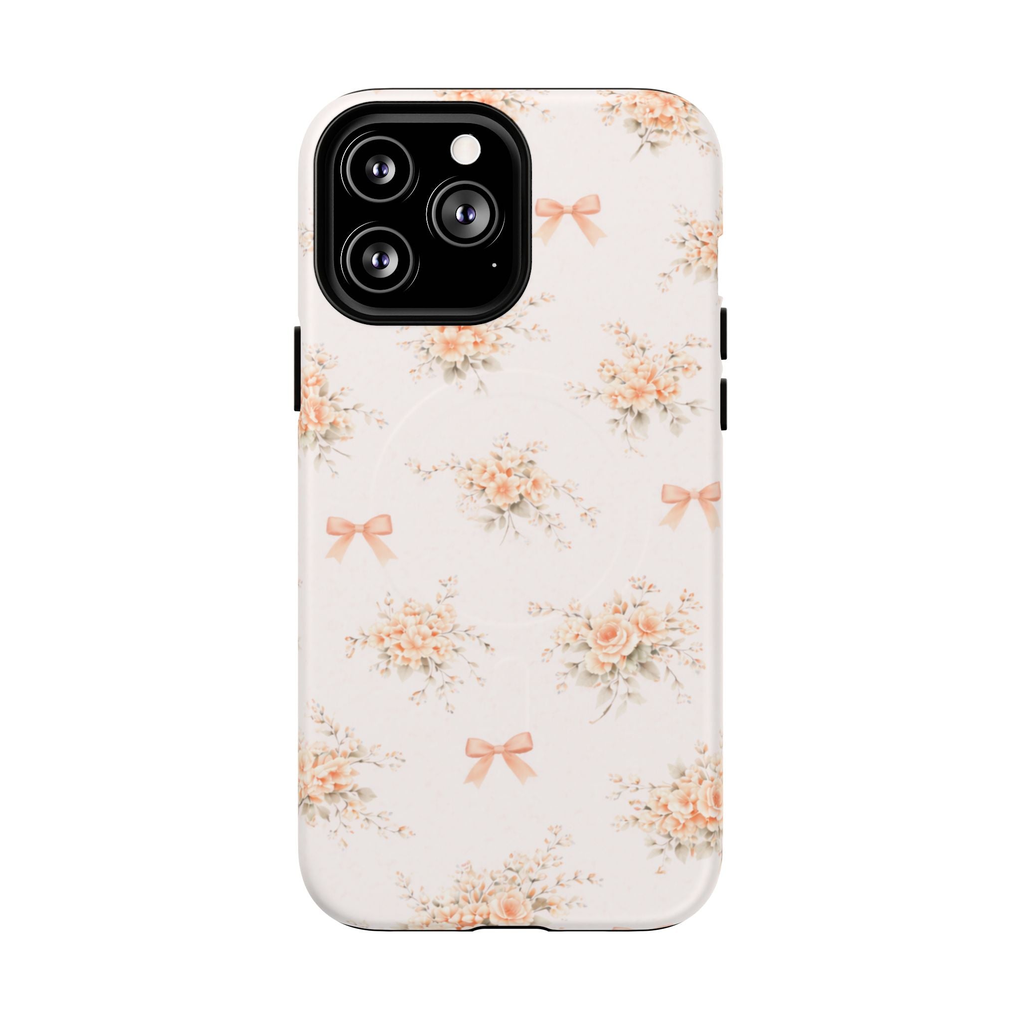 Peach Rose Bow iPhone Case – MagSafe Compatible