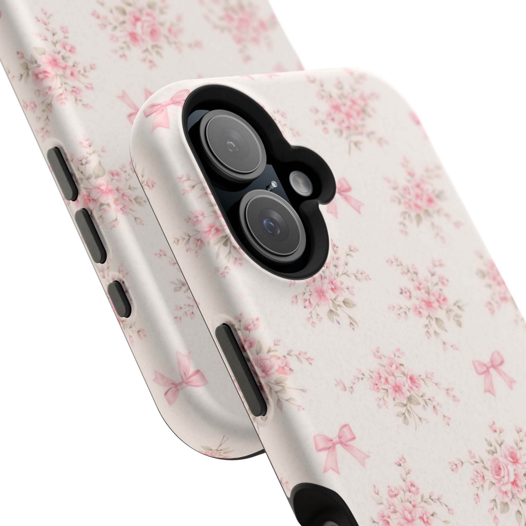 Pink Floral Bow Pattern Cases | Magnetic Impact-Resistant iPhone Case