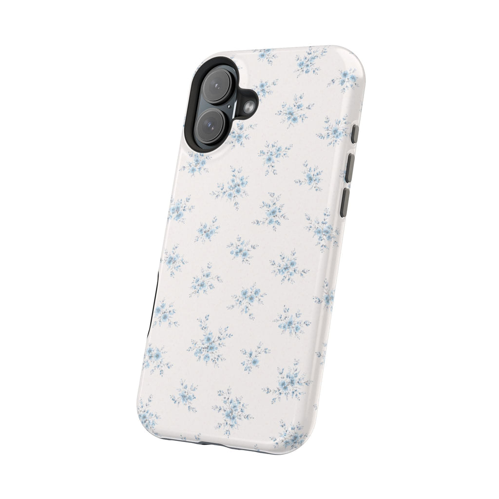 Blue Floral Pattern iPhone Case | Magnetic Impact-Resistant Case