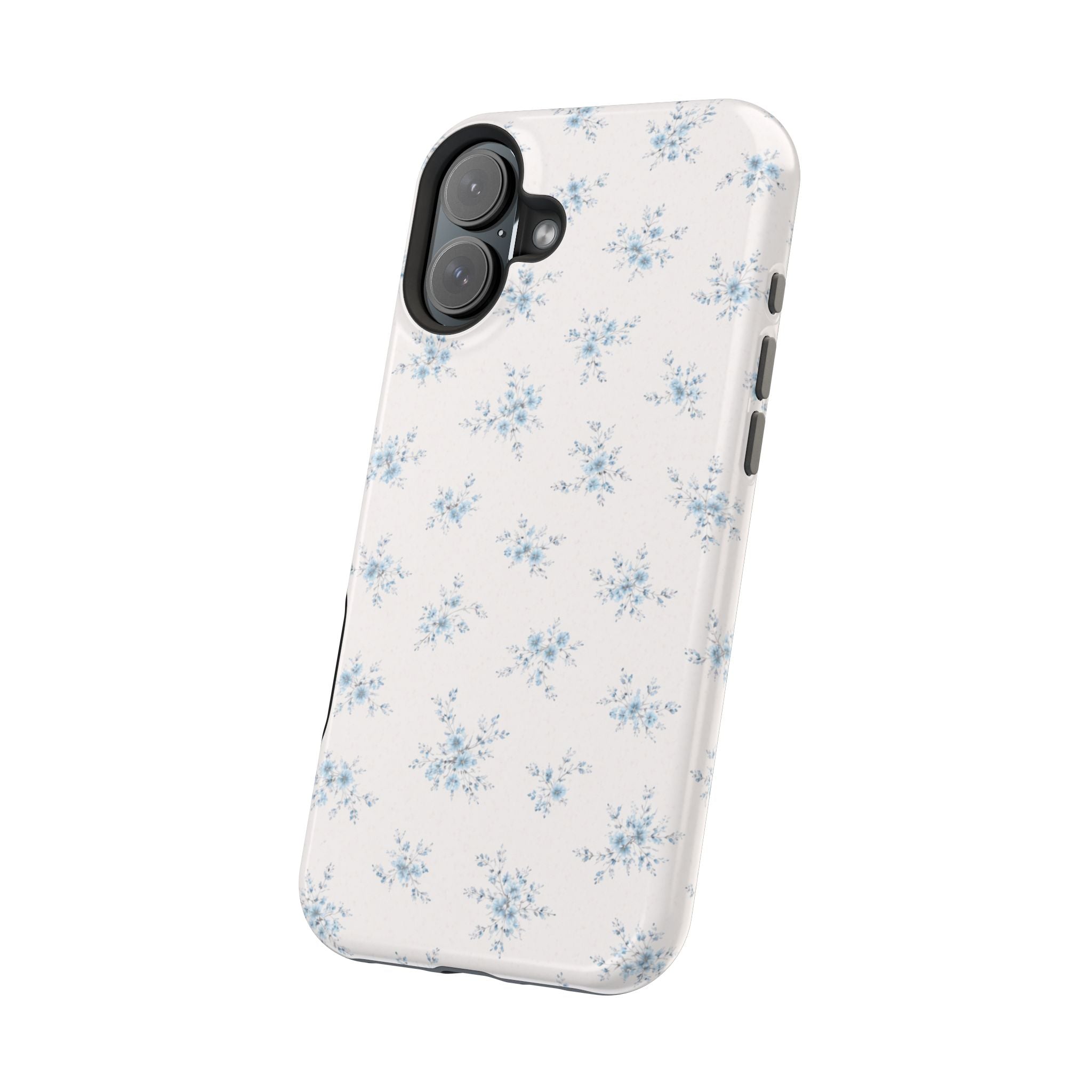 Blue Floral Pattern iPhone Case | Magnetic Impact-Resistant Case