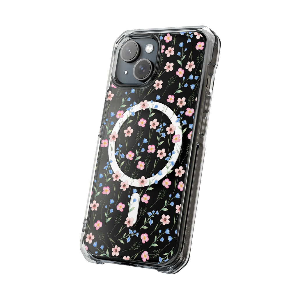 MagSafe Clear Phone Case — Pink Floral Pattern