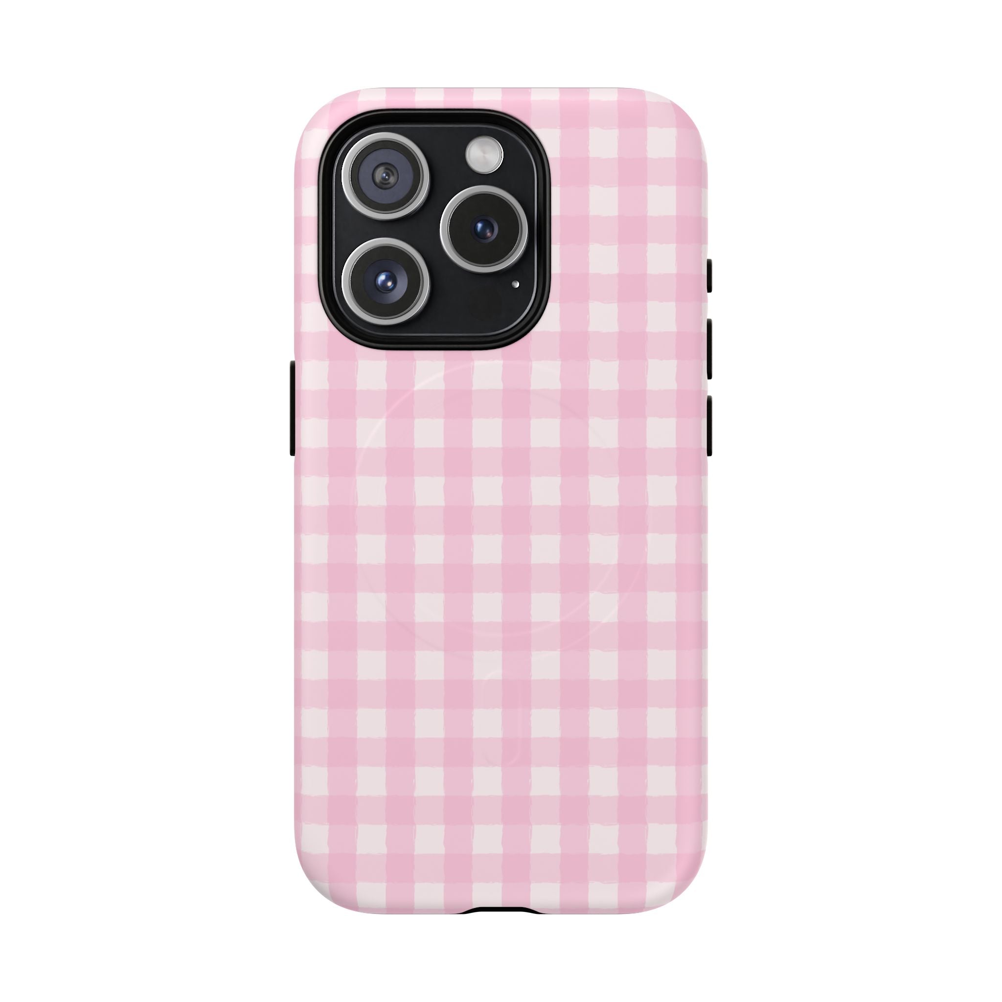 Pink Gingham iPhone Case – MagSafe Compatible