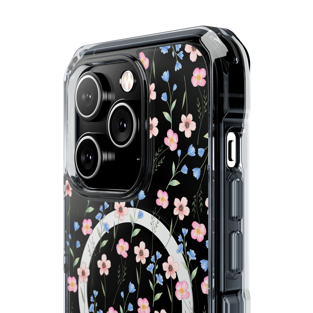 MagSafe Clear Phone Case — Pink Floral Pattern