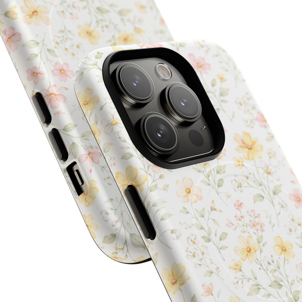 Floral Meadow Tough Magnetic Phone Case | Pastel Wildflower iPhone Cover