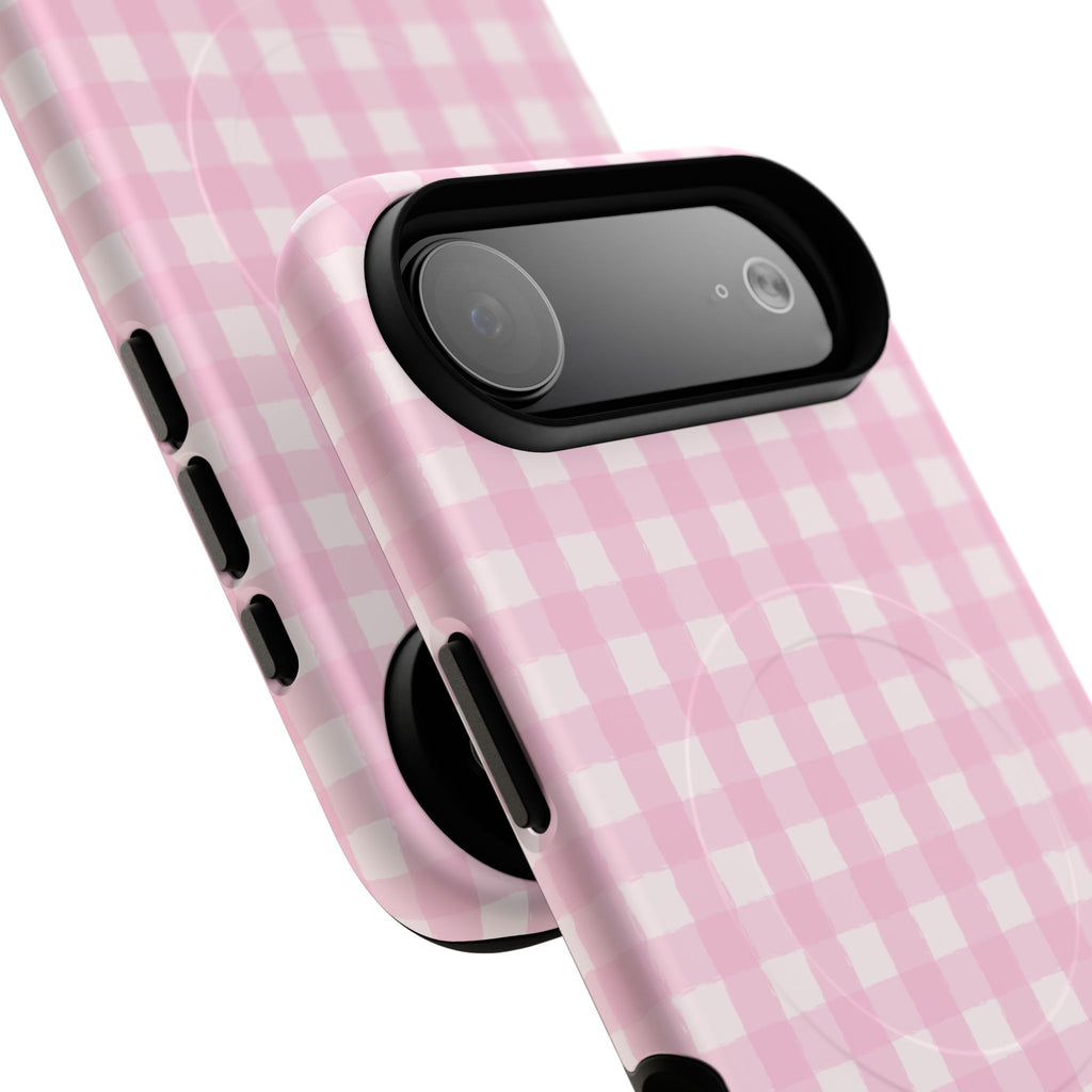 Pink Gingham iPhone Case – MagSafe Compatible