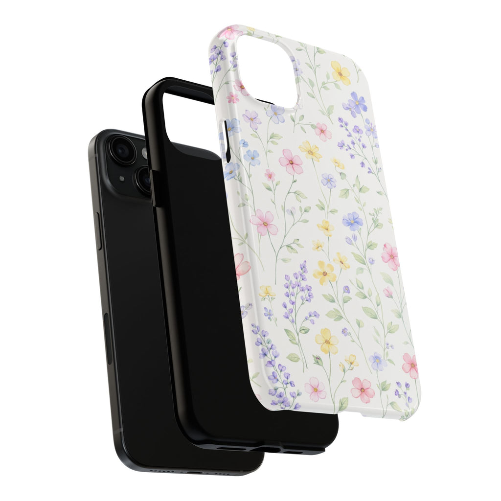 Watercolor Wildflowers Tough iPhone Case | Pastel Floral iPhone Case