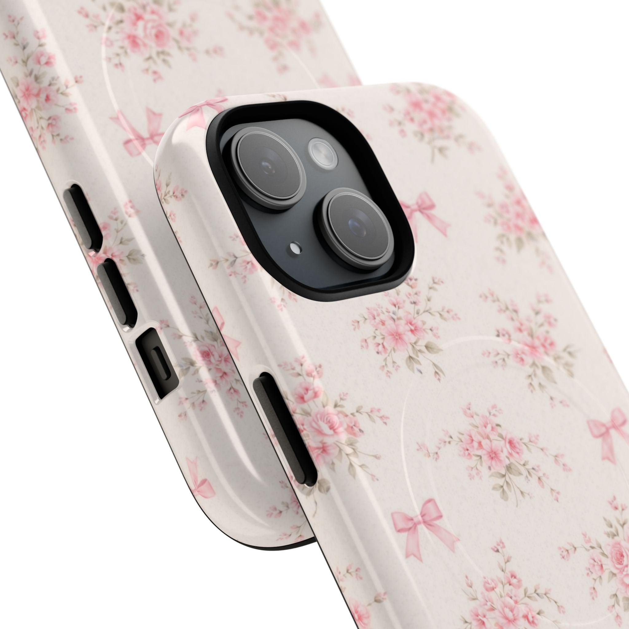 Floral Pink Bow iPhone Case – MagSafe Compatible