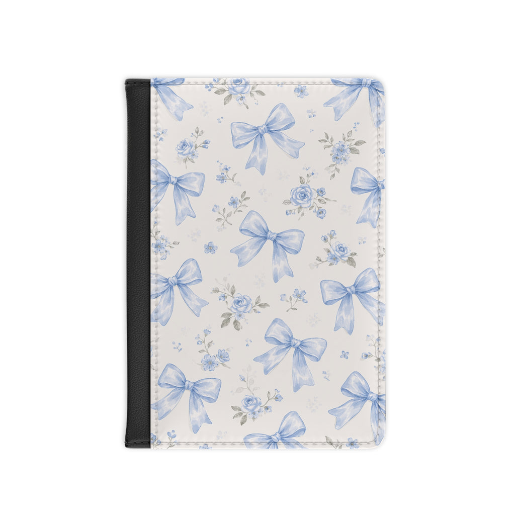 Blue Floral Bow Passport Cover
