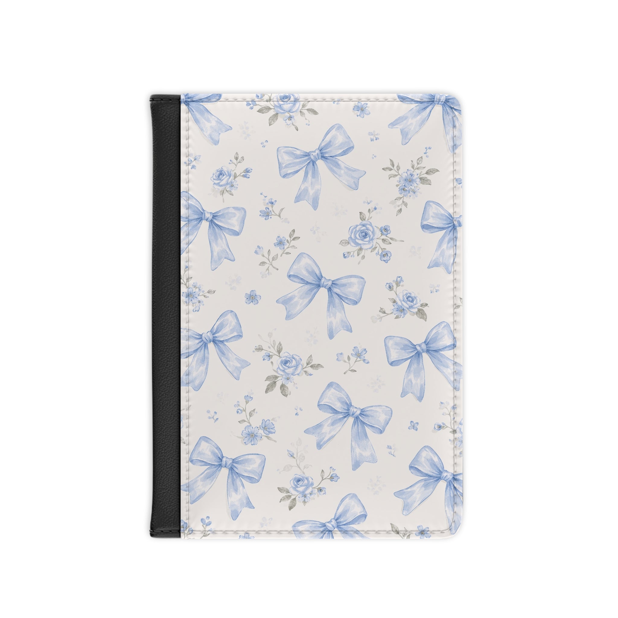Blue Floral Bow Passport Cover
