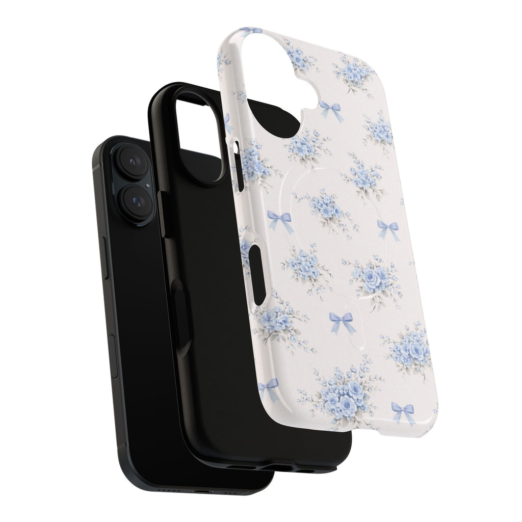 Blue Floral Bow iPhone Case – MagSafe Compatible