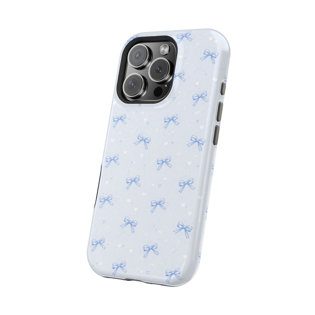 Blue Bow Pattern iPhone Case | Magnetic Impact-Resistant Case