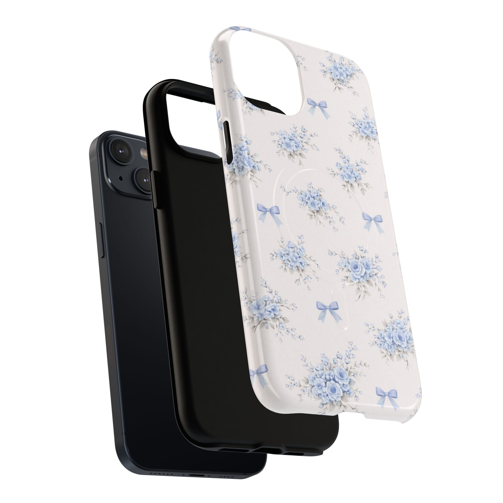 Blue Floral Bow iPhone Case – MagSafe Compatible
