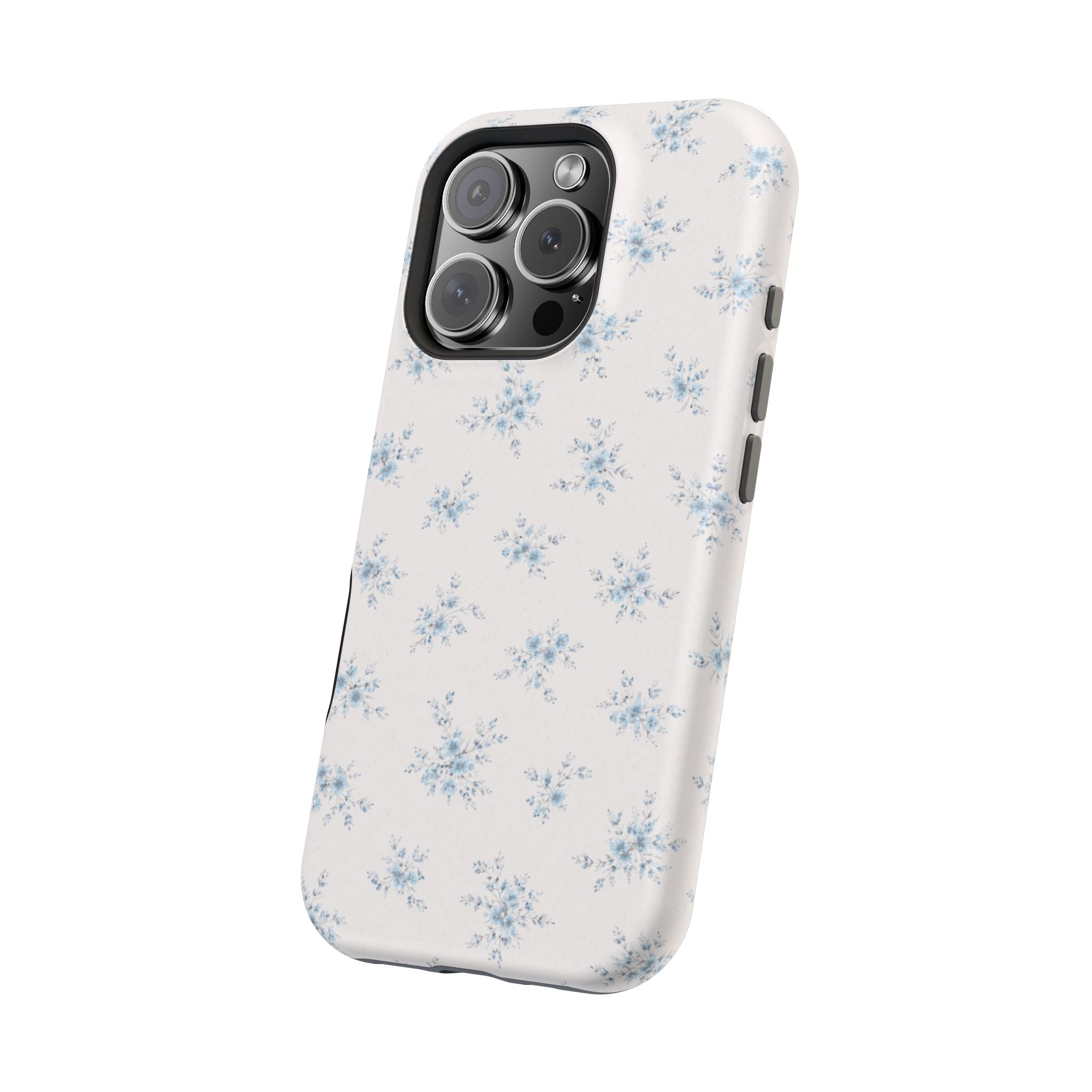 Blue Floral Pattern iPhone Case | Magnetic Impact-Resistant Case