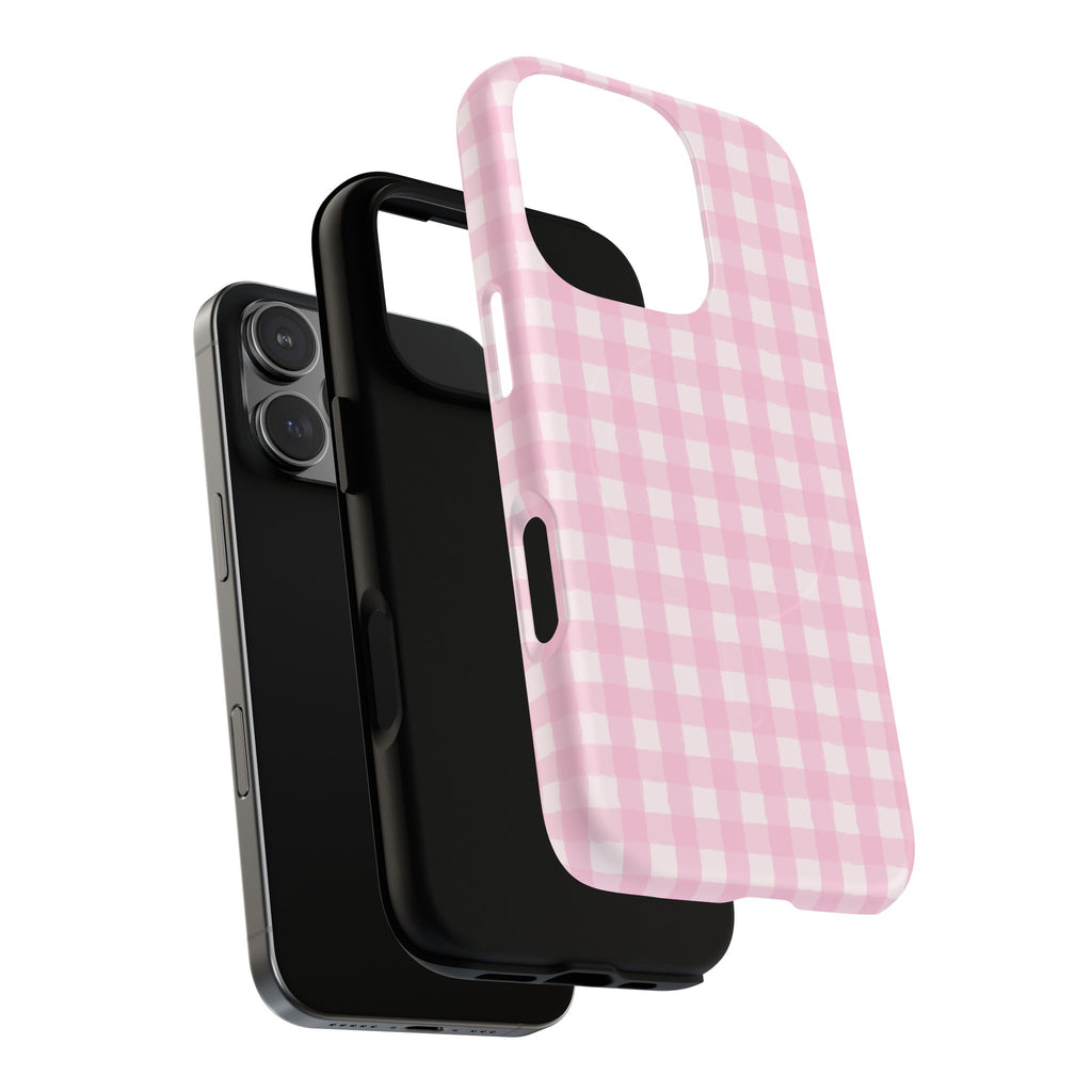 Pink Gingham iPhone Case – MagSafe Compatible