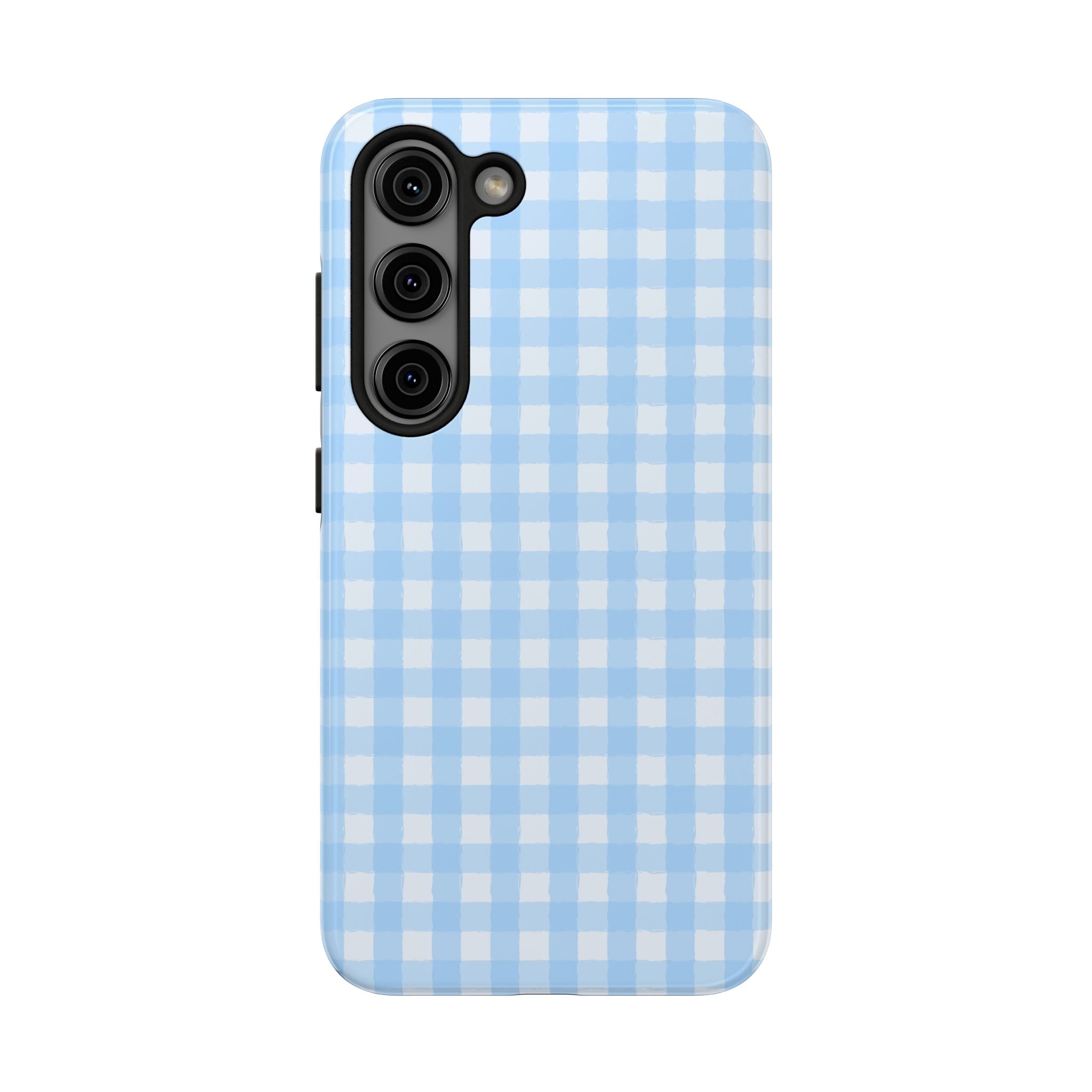 Blue Gingham Tough Samsung Case – Pastel Check Protective Phone Cover