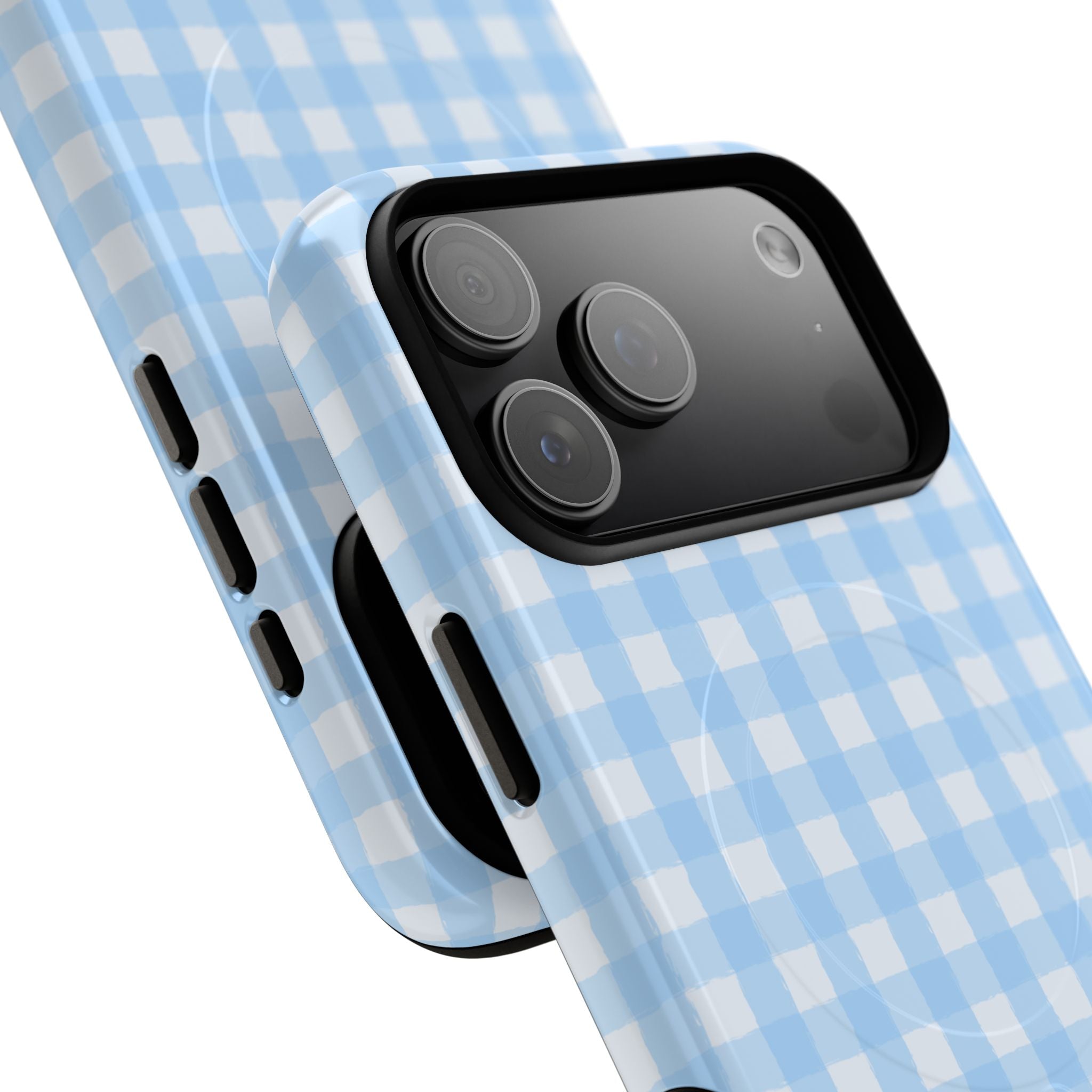 Blue Gingham iPhone Case – MagSafe Compatible